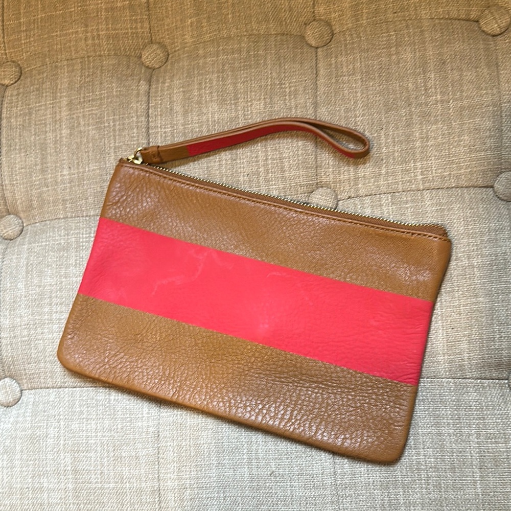 GAP Tan and Red Wristlet Clutch (unisex)